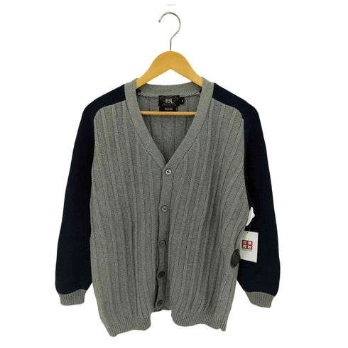ダブルアールエルラルフローレン RRL RALPH LAUREN 90s 三ツ星タグ バイカラー コットン ニットカーディガン メンズ import:M