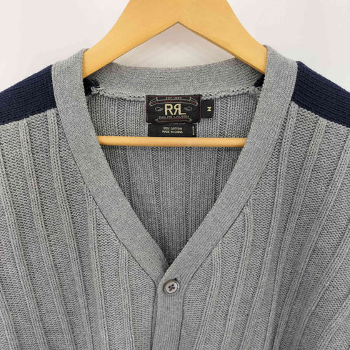 ダブルアールエルラルフローレン RRL RALPH LAUREN 90s 三ツ星タグ バイカラー コットン ニットカーディガン メンズ import:M