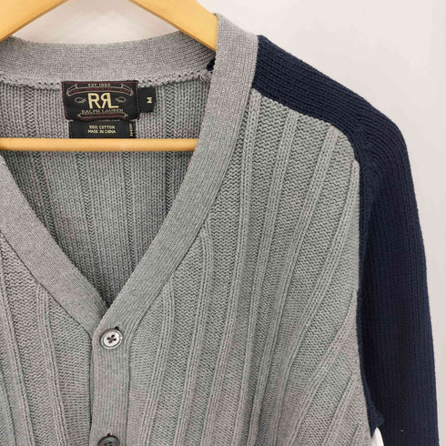 ダブルアールエルラルフローレン RRL RALPH LAUREN 90s 三ツ星タグ バイカラー コットン ニットカーディガン メンズ import:M