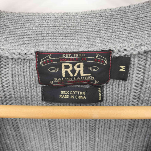 ダブルアールエルラルフローレン RRL RALPH LAUREN 90s 三ツ星タグ バイカラー コットン ニットカーディガン メンズ import:M
