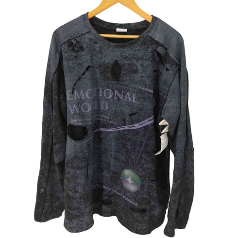 EMOTIONAL WORLD MESH DESTROYED CIGARETTE LS T-SHIRT メンズ import:M