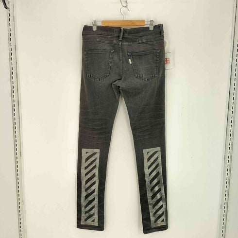 オフホワイト OFF-WHITE ボタンフライ ブラックスキニーデニム メンズ 32