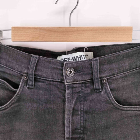 オフホワイト OFF-WHITE ボタンフライ ブラックスキニーデニム メンズ 32