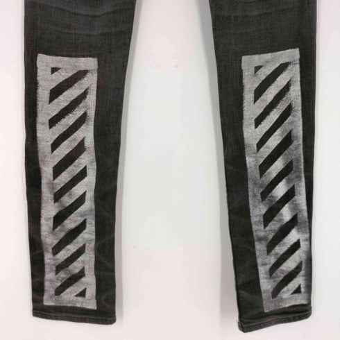 オフホワイト OFF-WHITE ボタンフライ ブラックスキニーデニム メンズ 32