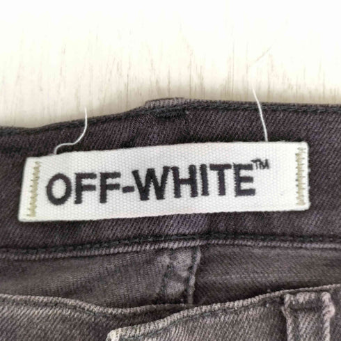 オフホワイト OFF-WHITE ボタンフライ ブラックスキニーデニム メンズ 32