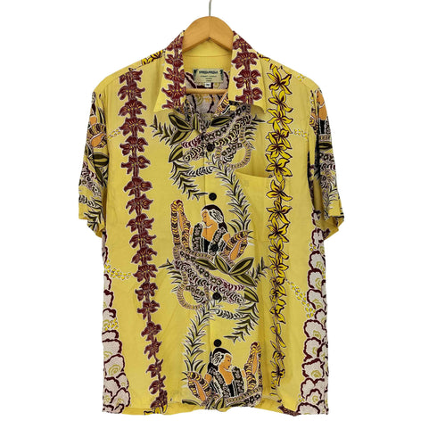 カメハメハ Kamehameha USA製 ココナッツボタン 総柄 アロハシャツ メンズ import:M