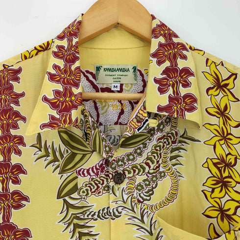 カメハメハ Kamehameha USA製 ココナッツボタン 総柄 アロハシャツ メンズ import:M