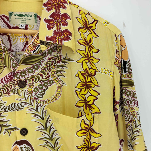 カメハメハ Kamehameha USA製 ココナッツボタン 総柄 アロハシャツ メンズ import:M