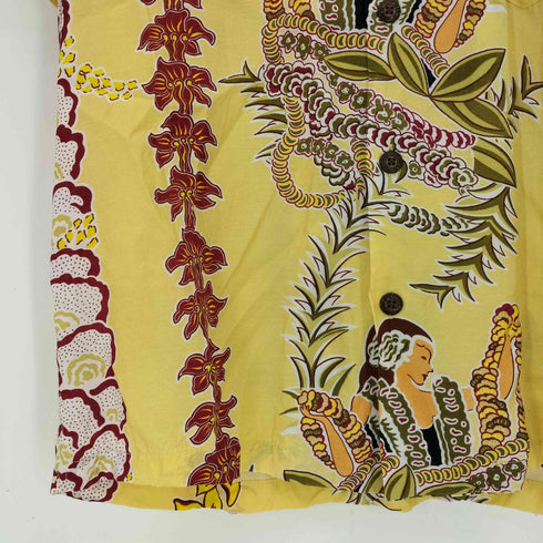 カメハメハ Kamehameha USA製 ココナッツボタン 総柄 アロハシャツ メンズ import:M