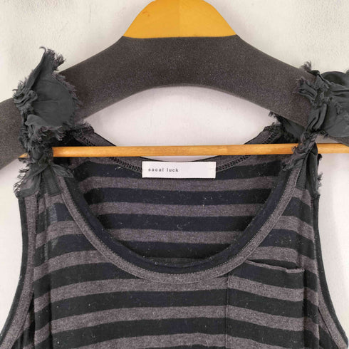 サカイラック sacai luck ボーダーショルダーレースタンクトップ レディース