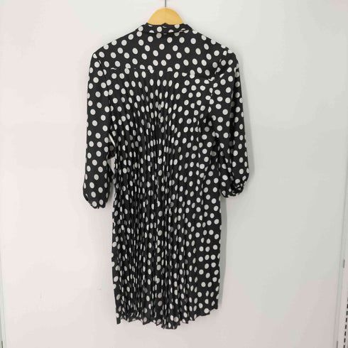 ザラ ZARA PLEATED DRESS タイ付き ドットプリーツミニワンピース レディース import:M