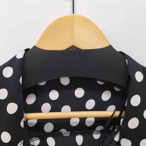 ザラ ZARA PLEATED DRESS タイ付き ドットプリーツミニワンピース レディース import:M