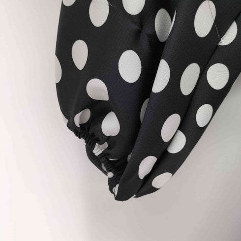 ザラ ZARA PLEATED DRESS タイ付き ドットプリーツミニワンピース レディース import:M