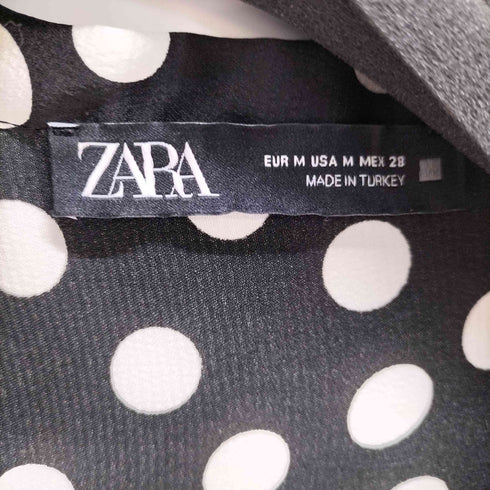 ザラ ZARA PLEATED DRESS タイ付き ドットプリーツミニワンピース レディース import:M