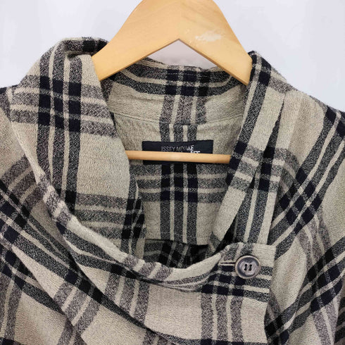 イッセイミヤケペルマネンテ ISSEY MIYAKE PERMANENTE 90-00s ウールナイロン ウエストシェイプ 変形シャツ ジャケット レディース M
