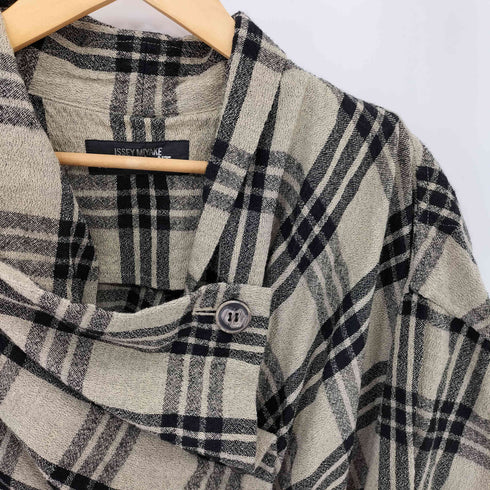 イッセイミヤケペルマネンテ ISSEY MIYAKE PERMANENTE 90-00s ウールナイロン ウエストシェイプ 変形シャツ ジャケット レディース M