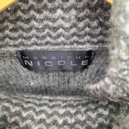 ムッシュ二コル MONSIEUR NICOLE ハイネック ショルダーボタン ウールニットセーター メンズ