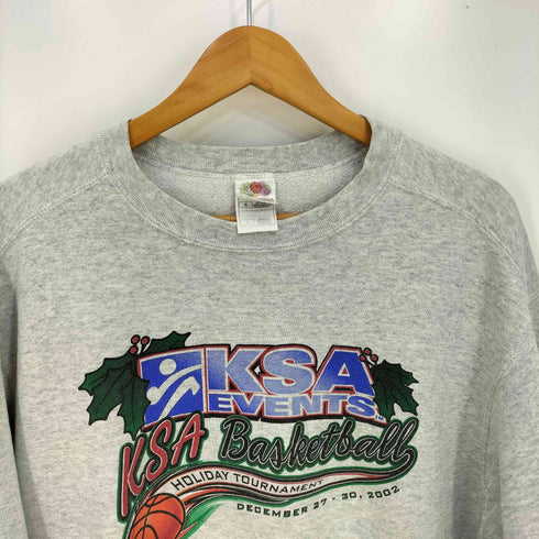 フルーツオブザルーム FRUIT OF THE LOOM 00s 二枚タグ KSA EVENTS 2002 バスケットボール イベント クルーネックスウェット メンズ import:L