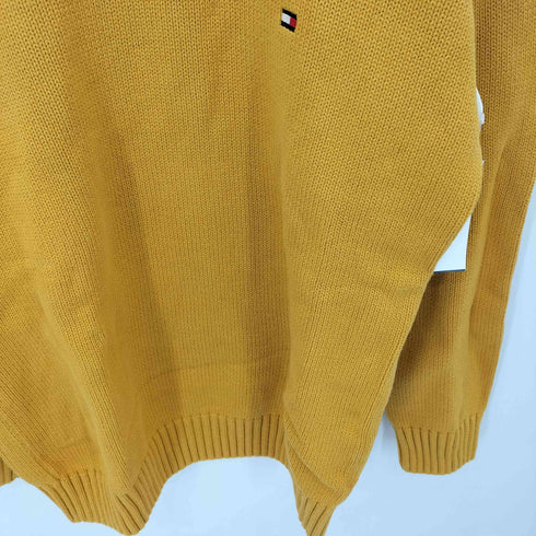 トミーヒルフィガー TOMMY HILFIGER ロゴ刺繍 Vガゼット コットンクルーネックニットセーター メンズ import:S