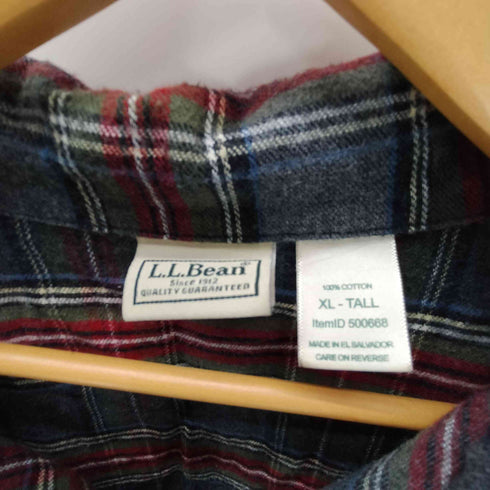 エルエルビーン L.L.Bean 90-00S L/S チェック コットン 開襟 オープンカラー フランネル パジャマシャツ ビックサイズ メンズ import:XL