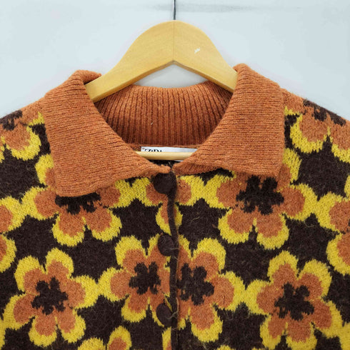 ザラ ZARA フラワー ニット カーディガン レディース import:M