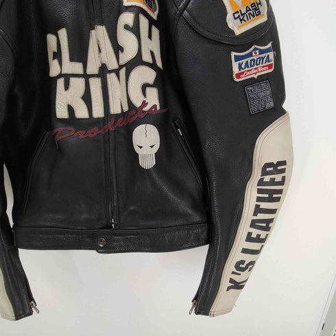 カドヤ KADOYA K'S LEATHER CLASH KING クラッシュ キング ワッペン レザー レーシング ジャケット メンズ LL