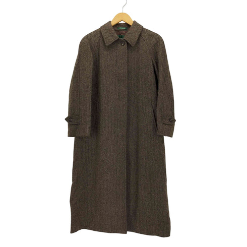 IVY LEAGUE 裏地キュプラ 比翼 ウール ツイード ステンカラー コート レディース 9A2