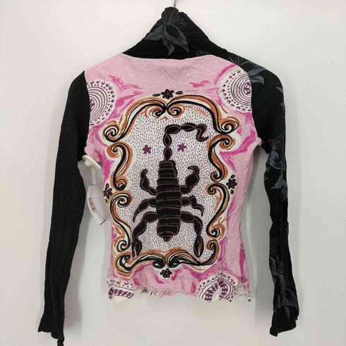 CUSTO BARCELONA サソリ 総柄 切り替え グラフィック プリント L/S ハイネック カットソー レディース