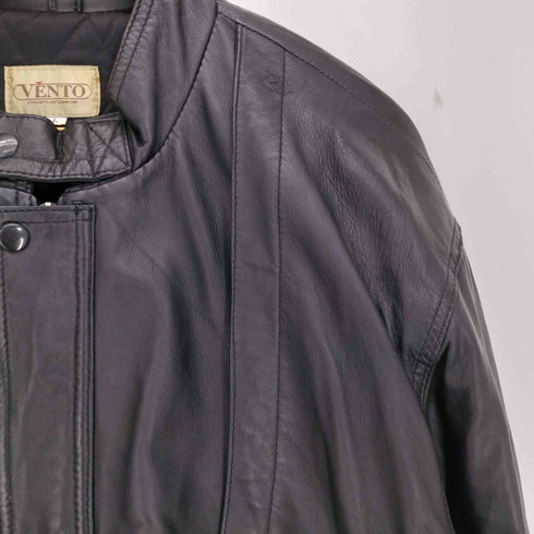 VENTO ラムレザー 比翼ジップ 裏地キルティング ギミックジャケット メンズ import:L