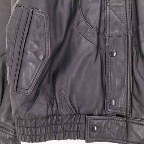 VENTO ラムレザー 比翼ジップ 裏地キルティング ギミックジャケット メンズ import:L