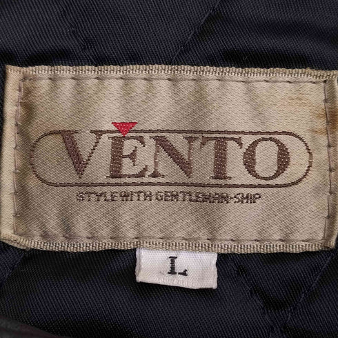 VENTO ラムレザー 比翼ジップ 裏地キルティング ギミックジャケット メンズ import:L