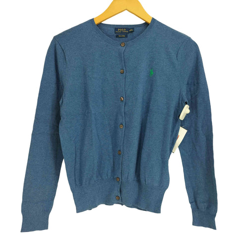 ポロラルフローレン POLO RALPH LAUREN PIMA COTTON ポニー刺繍 ノーカラーカーディガン レディース import:M