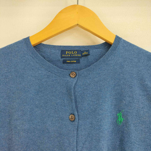 ポロラルフローレン POLO RALPH LAUREN PIMA COTTON ポニー刺繍 ノーカラーカーディガン レディース import:M