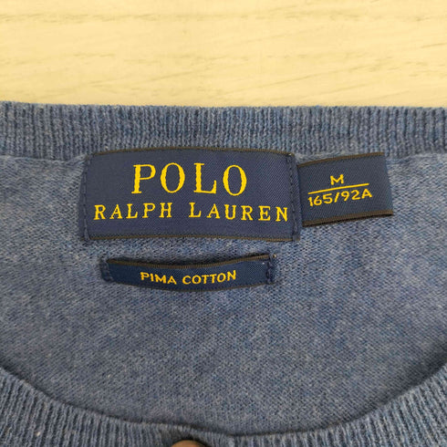 ポロラルフローレン POLO RALPH LAUREN PIMA COTTON ポニー刺繍 ノーカラーカーディガン レディース import:M
