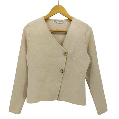 ザラ ZARA ニット フィット ジャケット 金ボタン レディース import:M