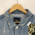 ザラ ZARA フォトワッペン メッセージプリント ダメージ デニムジャケット メンズ import:M