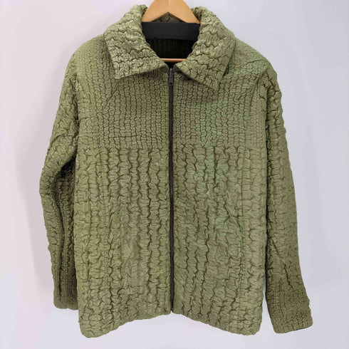 IPSE シワ加工 リバーシブル ジップアップ ジャケット レディース import:L