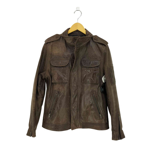 ROBERTO MASSINI ラムレザー スタンドカラー ライダースジャケット メンズ import:L