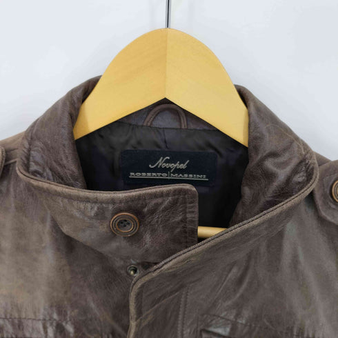 ROBERTO MASSINI ラムレザー スタンドカラー ライダースジャケット メンズ import:L