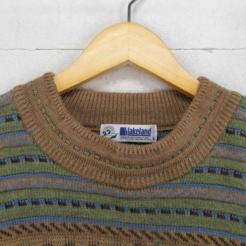レイクランド Lakeland ウール総柄クルーネックニット メンズ import:L