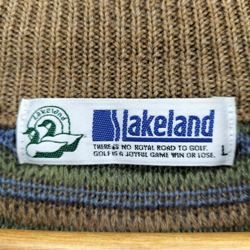 レイクランド Lakeland ウール総柄クルーネックニット メンズ import:L
