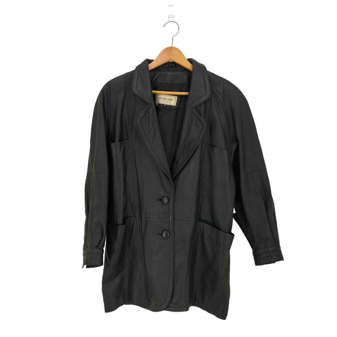SHINING HEART cow leather カウスキン パワーショルダー レザー ミドルコート レディース FREE