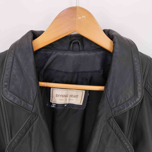 SHINING HEART cow leather カウスキン パワーショルダー レザー ミドルコート レディース FREE