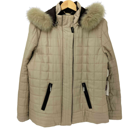 バルマン BALMAIN フォックスファー シルク100 キルティング 比翼 中綿 ジャケット レディース import:L