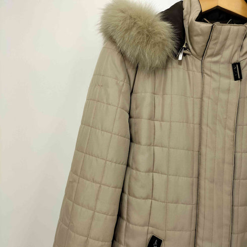 バルマン BALMAIN フォックスファー シルク100 キルティング 比翼 中綿 ジャケット レディース import:L