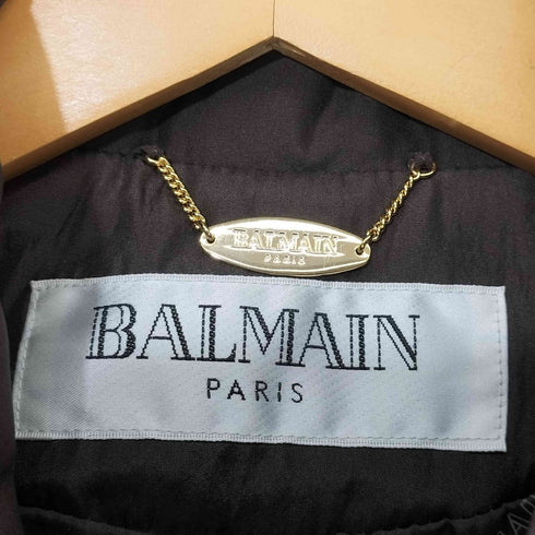 バルマン BALMAIN フォックスファー シルク100 キルティング 比翼 中綿 ジャケット レディース import:L