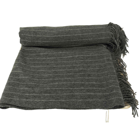 ナノユニバース NANO universe PURE WOOL 100% ストライプ ウール 大判 フリンジ マフラー メンズ FREE