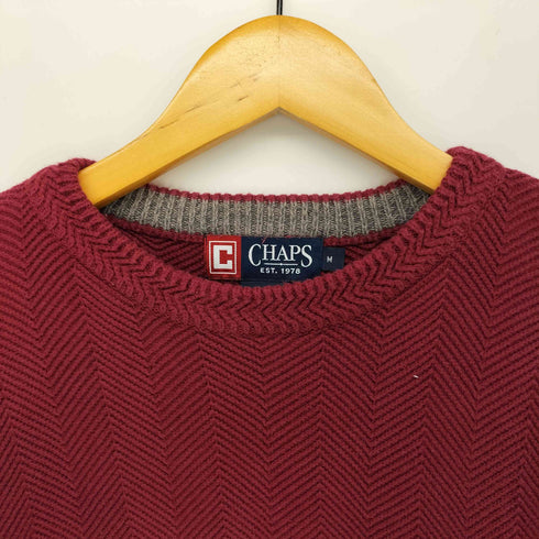 チャップス CHAPS 00S ロゴ刺繍 ヘリンボーン コットン ニット メンズ import:M