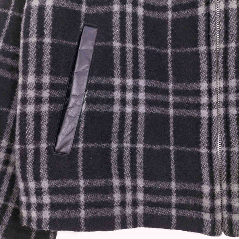 バーバリーブルーレーベル BURBERRY BLUE LABEL ホース刺繍 ウール チェック フーディ ジップアップジャケット メンズ
