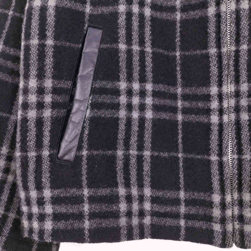 バーバリーブルーレーベル BURBERRY BLUE LABEL ホース刺繍 ウール チェック フーディ ジップアップジャケット メンズ